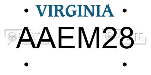 AAEM28 Virginia License Plate