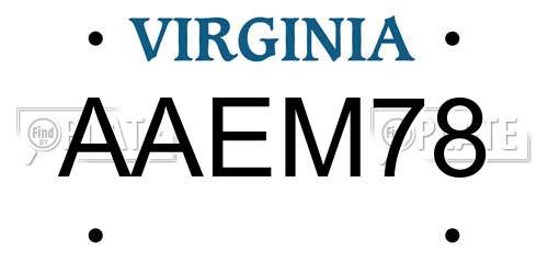 AAEM78 Virginia License Plate