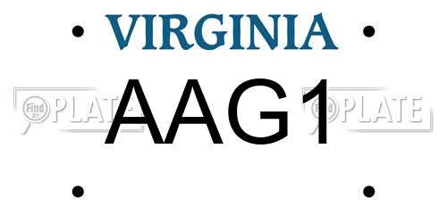 AAG1 Virginia License Plate