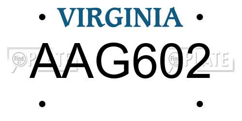 AAG602 Virginia License Plate