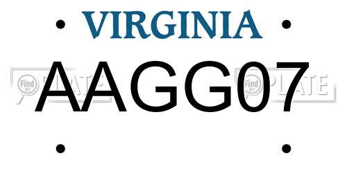 AAGG07 Virginia License Plate