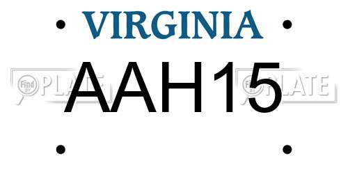 AAH15 Virginia License Plate