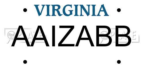 AAIZABB Virginia License Plate