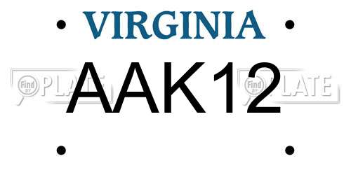 AAK12 Virginia License Plate