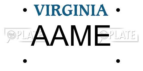 AAME Virginia License Plate