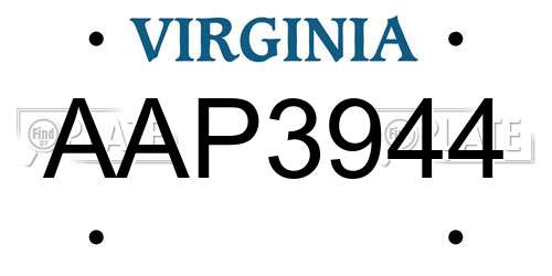 AAP3944 Virginia License Plate