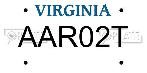 AAR02T Virginia License Plate