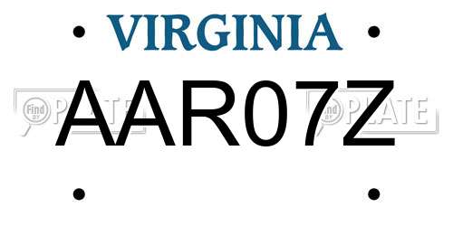 AAR07Z Virginia License Plate