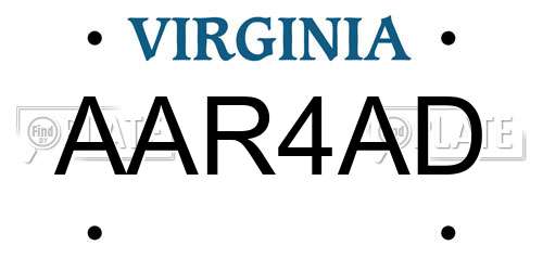AAR4AD Virginia License Plate