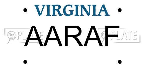 AARAF Virginia License Plate