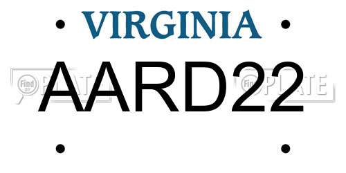 AARD22 Virginia License Plate