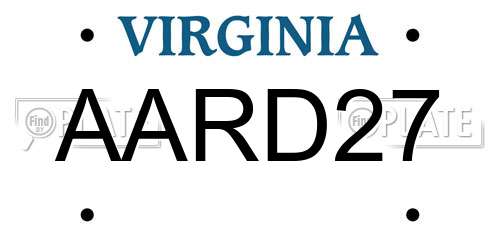 AARD27 Virginia License Plate