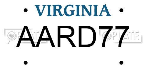 AARD77 Virginia License Plate