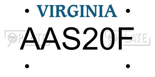 AAS20F Virginia License Plate