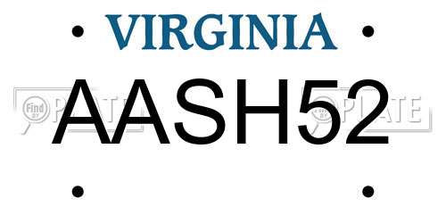 AASH52 Virginia License Plate