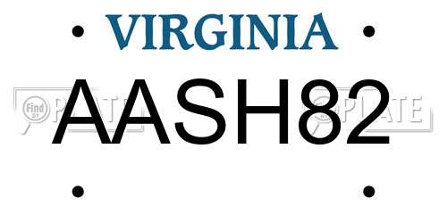 AASH82 Virginia License Plate