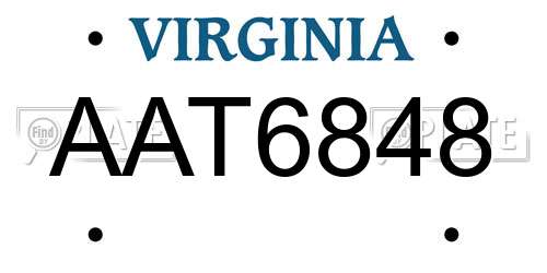 AAT6848 Virginia License Plate