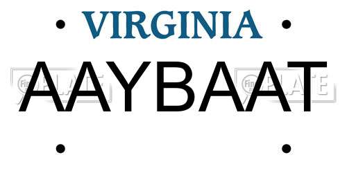AAYBAAT Virginia License Plate