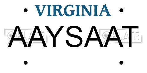 AAYSAAT Virginia License Plate