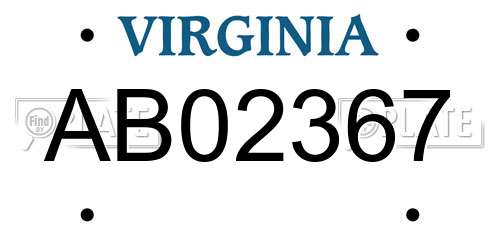 AB02367 Virginia License Plate