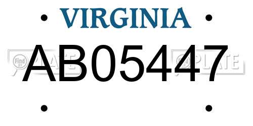 AB05447 Virginia License Plate