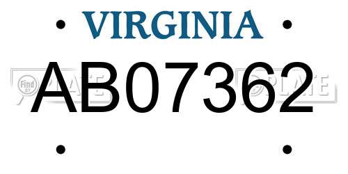 AB07362 Virginia License Plate