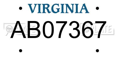 AB07367 Virginia License Plate
