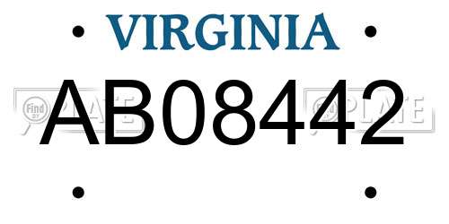 AB08442 Virginia License Plate