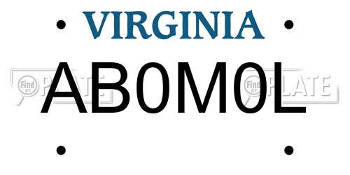 AB0M0L Virginia License Plate