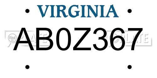 AB0Z367 Virginia License Plate