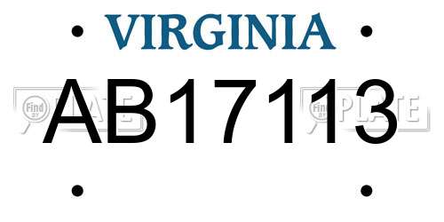 AB17113 Virginia License Plate
