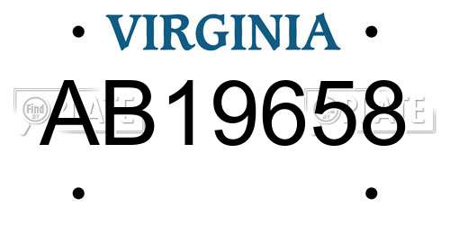 AB19658 Virginia License Plate