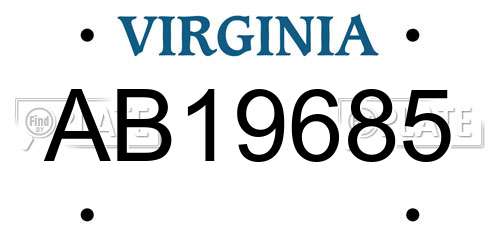 AB19685 Virginia License Plate