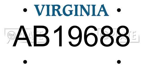 AB19688 Virginia License Plate
