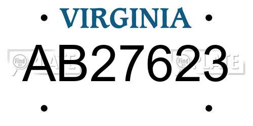 AB27623 Virginia License Plate