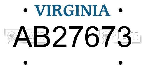 AB27673 Virginia License Plate