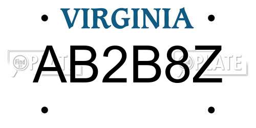 AB2B8Z Virginia License Plate