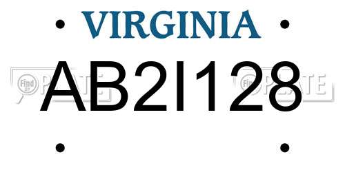 AB2I128 Virginia License Plate