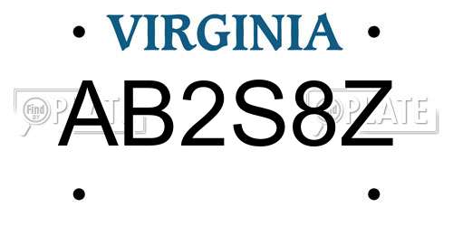 AB2S8Z Virginia License Plate