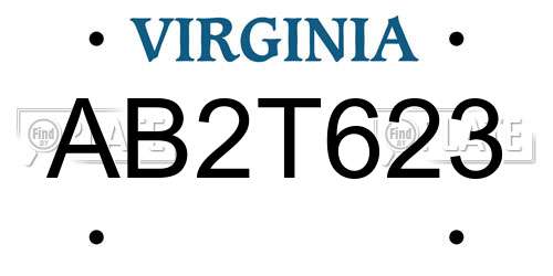 AB2T623 Virginia License Plate