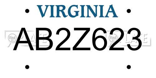 AB2Z623 Virginia License Plate