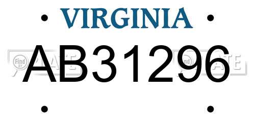 AB31296 Virginia License Plate