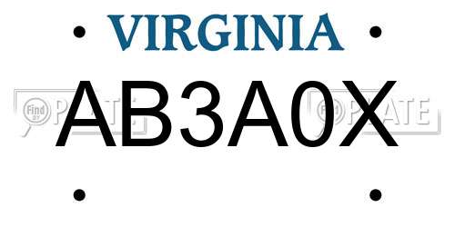 AB3A0X Virginia License Plate