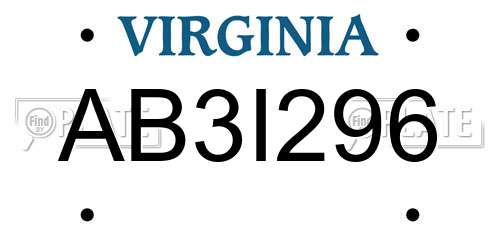 AB3I296 Virginia License Plate