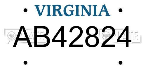 AB42824 Virginia License Plate