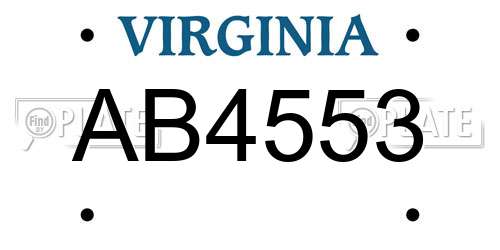 AB4553 Virginia License Plate