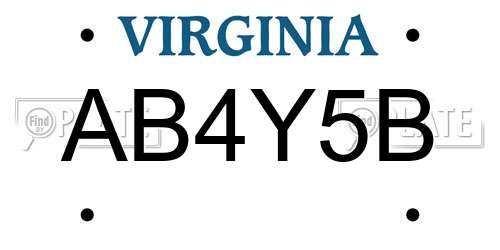 AB4Y5B Virginia License Plate
