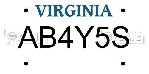AB4Y5S Virginia License Plate