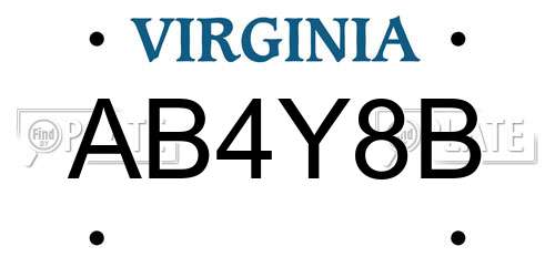AB4Y8B Virginia License Plate