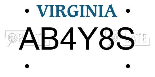 AB4Y8S Virginia License Plate